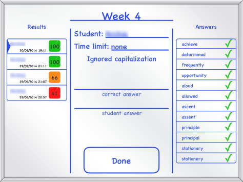 Test Results - showing the alternative whiteboard display option