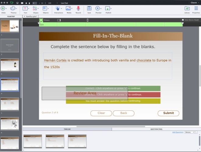 Creating the Quiz in Captivate